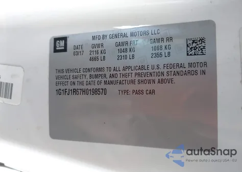 2017 Chevrolet Camaro Zl1 z USA, uszkodzony, nr VIN 1G1FJ1R67H0198570